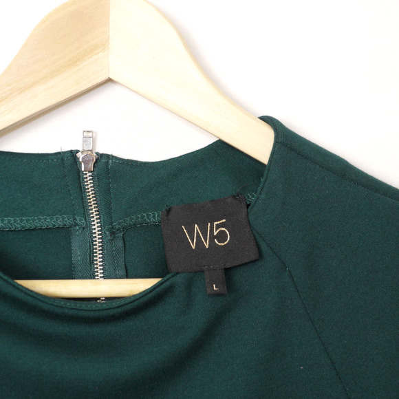 W5 Boat Neck Green 3/4 Sleeve Blouse Size L - Picture 3 of 7
